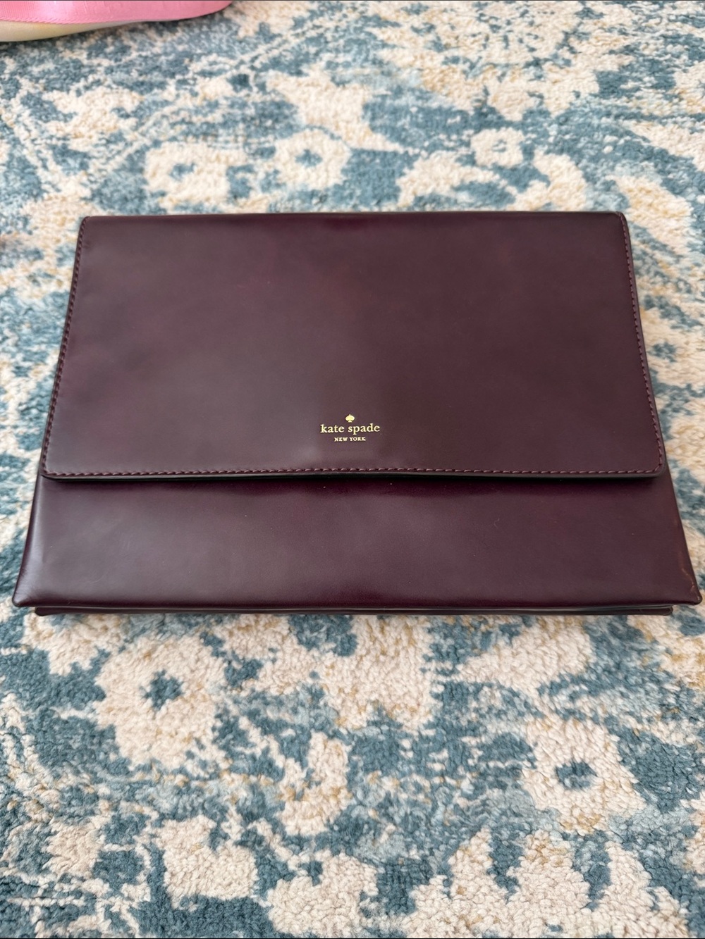 kate spade melodie mahogany Deep Plum Leather Envelope Clutch